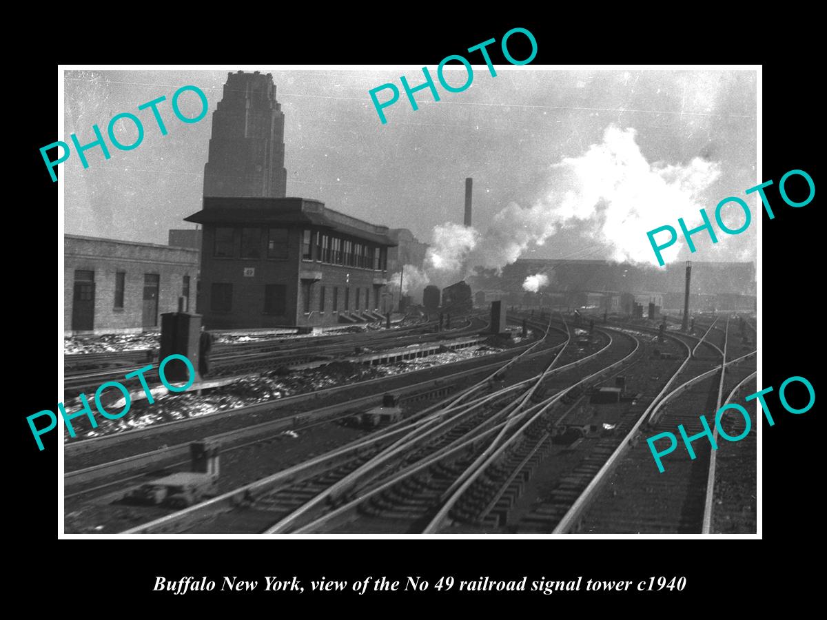 OLD LARGE HISTORIC PHOTO OF BUFFALO NEW YORK, THE No 49 RAILROAD TOWER c1940