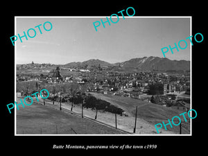 OLD LARGE HISTORIC PHOTO OF BUTTE MONTANA, PANORAMA OF THE TOWN c1950 1