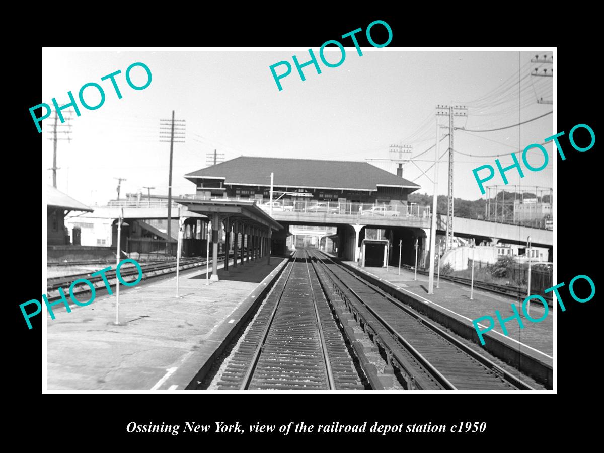 OLD LARGE HISTORIC PHOTO OF OSSINING NEW YORK, THE RAILROAD DEPOT STATION c1950