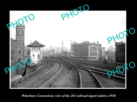 OLD HISTORIC PHOTO OF WATERBURY CONNECTICUT 202 RAILROAD SIGNAL STATION c1940