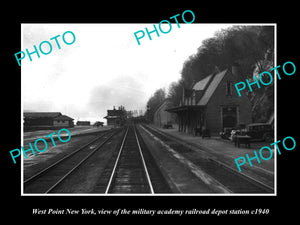 OLD LARGE HISTORIC PHOTO OF WEST POINT NEW YORK MILITARY RAILROAD DEPOT c1940