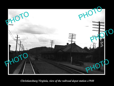 OLD LARGE HISTORIC PHOTO OF CHRISTIANSBURG VIRGINIA RAILROAD DEPOT STATION c1940