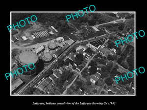 OLD LARGE HISTORIC PHOTO OF LAFAYETTE INDIANA, AERIAL VIEW OF THE BREWERY c1945