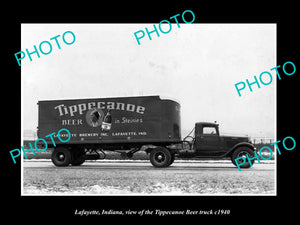 OLD LARGE HISTORIC PHOTO OF LAFAYETTE INDIANA, THE TIPPECANOE BEER TRUCK c1940