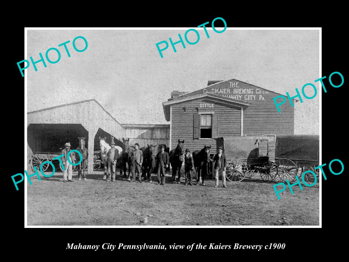 OLD LARGE HISTORIC PHOTO OF MAHANOY CITY PENNSYLVANIA, THE KAIERS BREWERY c1900