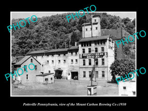 OLD LARGE HISTORIC PHOTO OF POTTSVILLE PENNSYLVANIA, THE MT CARBON BREWERY c1930