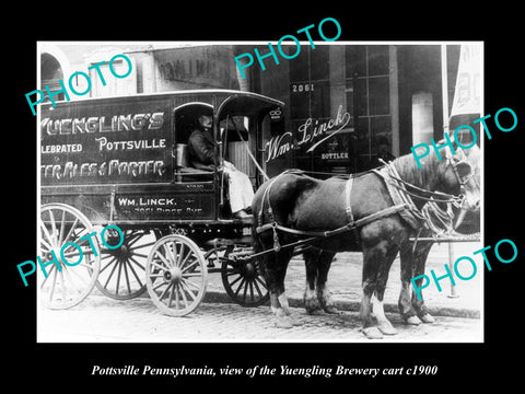 OLD LARGE HISTORIC PHOTO OF POTTSVILLE PENNSYLVANIA, YUENGING BREWERY CART c1900