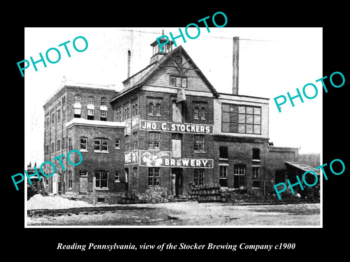 OLD LARGE HISTORIC PHOTO OF READING PENNSYLVANIA THE STOCKERS BREWERY c1900