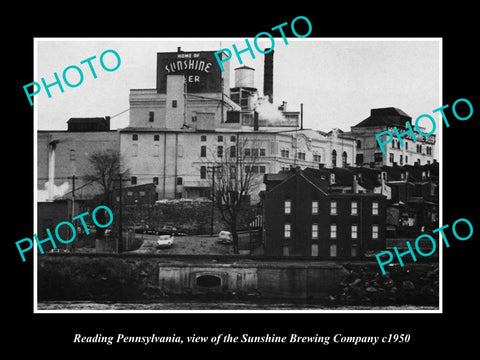 OLD LARGE HISTORIC PHOTO OF READING PENNSYLVANIA THE SUNSHINE BREWERY Co c1950