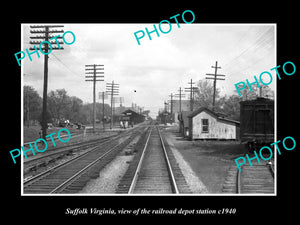 OLD LARGE HISTORIC PHOTO OF SUFFOLK VIRGINIA, THE RAILROAD DEPOT STATION c1940