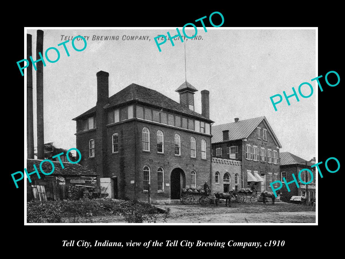 OLD LARGE HISTORIC PHOTO OF TELL CITY INDIANA, VIEW OF TELL CITY BREWERY c1910