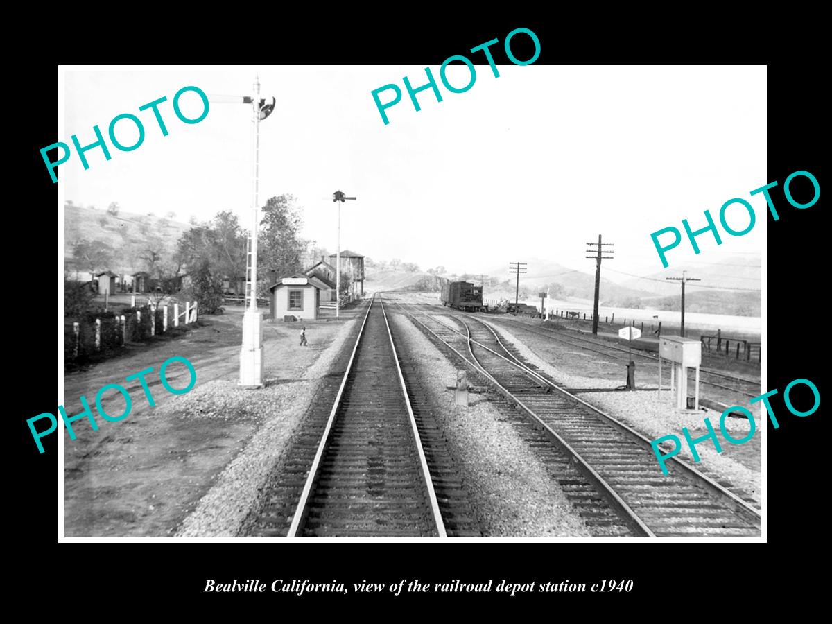 OLD LARGE HISTORIC PHOTO OF BEALVILLE CALIFORNIA, RAILROAD DEPOT STATION c1940