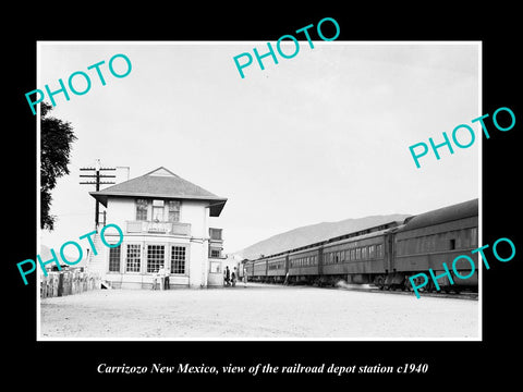 OLD LARGE HISTORIC PHOTO OF CARRIZOZO NEW MEXICO RAILROAD DEPOT STATION c1940 1