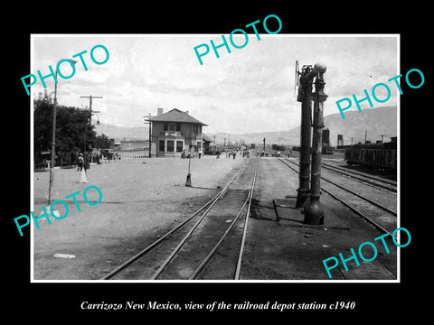 OLD LARGE HISTORIC PHOTO OF CARRIZOZO NEW MEXICO RAILROAD DEPOT STATION c1940 2