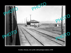 OLD LARGE HISTORIC PHOTO OF COCHISE ARIZONA, THE RAILROAD DEPOT STATION c1950