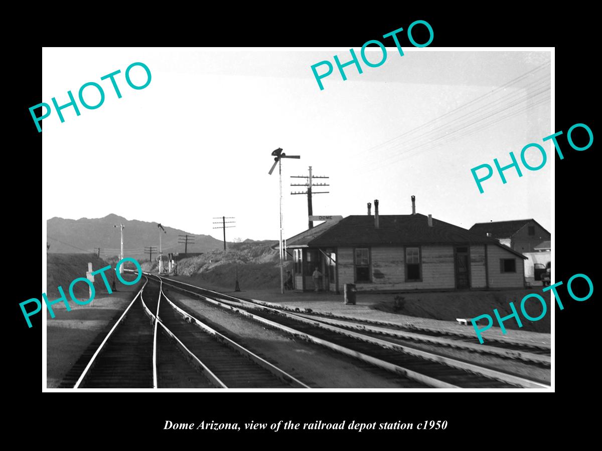 OLD LARGE HISTORIC PHOTO OF DOME ARIZONA, THE RAILROAD DEPOT STATION c1940