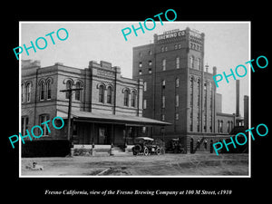 OLD LARGE HISTORIC PHOTO OF FRESNO CALIFORNIA, THE FRESNO BREWERY PLANT c1910