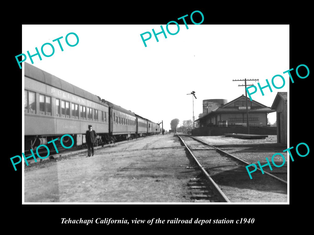 OLD LARGE HISTORIC PHOTO OF TEHACHAPI CALIFORNIA, RAILROAD DEPOT STATION c1940 1