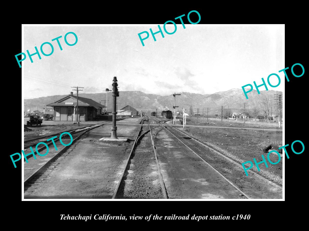 OLD LARGE HISTORIC PHOTO OF TEHACHAPI CALIFORNIA, RAILROAD DEPOT STATION c1940 2