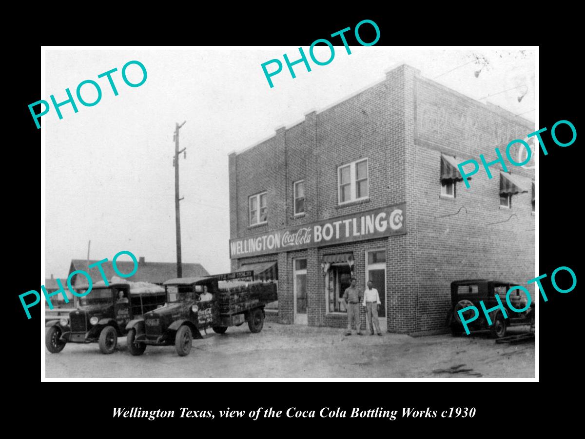 OLD LARGE HISTORIC PHOTO OF WELLINGTON TEXAS, THE COCA COLA BOTTLING WORKS c1930