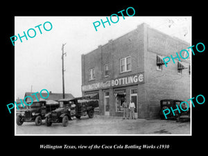 OLD LARGE HISTORIC PHOTO OF WELLINGTON TEXAS, THE COCA COLA BOTTLING WORKS c1930