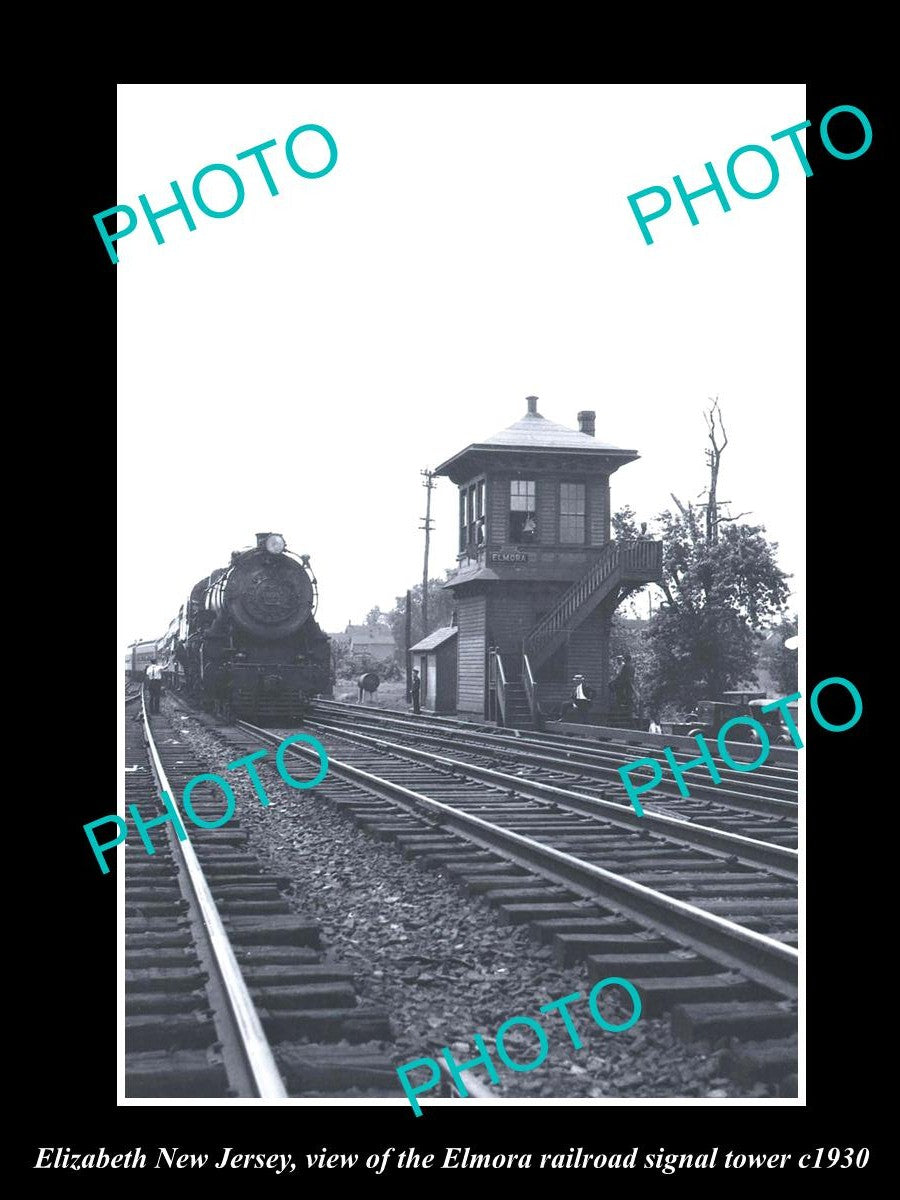 OLD LARGE HISTORIC PHOTO OF ELIZABETH NEW JERSEY, THE ELMORA RAILROAD TOWER 1930