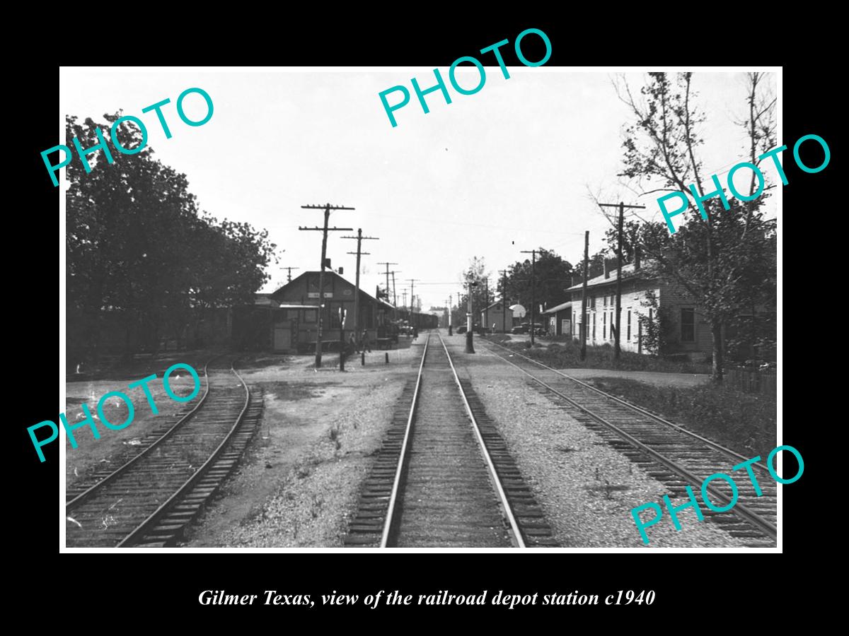 OLD LARGE HISTORIC PHOTO OF GILMER TEXAS, THE RAILROAD DEPOT STATION c1940