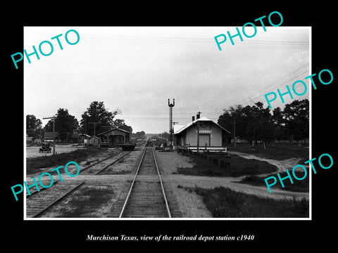 OLD LARGE HISTORIC PHOTO OF MURCHISON TEXAS, THE RAILROAD DEPOT STATION c1940