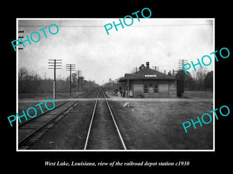 OLD LARGE HISTORIC PHOTO OF WEST LAKE LOUISIANA THE RAILROAD DEPOT STATION c1930