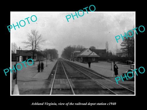 OLD LARGE HISTORIC PHOTO OF ASHLAND VIRGINIA, THE RAILROAD DEPOT STATION c1940