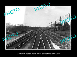 OLD LARGE HISTORIC PHOTO OF FRANCONIA VIRGINIA, AF RAILROAD SIGNAL TOWER c1940