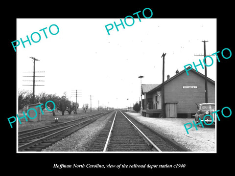 OLD LARGE HISTORIC PHOTO OF HOFFMAN NORTH CAROLINA, RAILROAD DEPOT STATION c1940