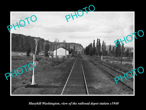 OLD LARGE HISTORIC PHOTO OF MARYHILL WASHINGTON, RAILROAD DEPOT STATION c1940 1