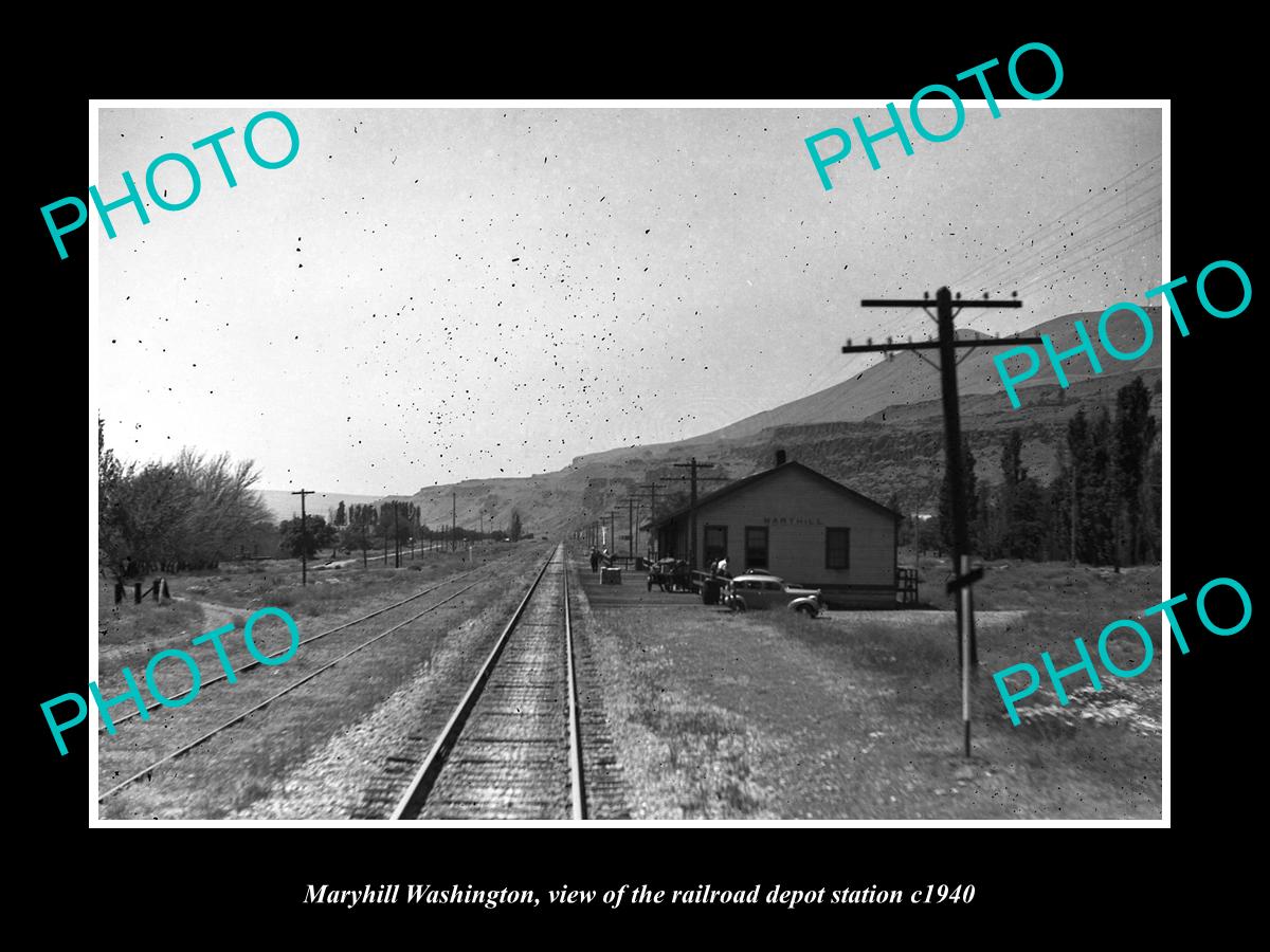 OLD LARGE HISTORIC PHOTO OF MARYHILL WASHINGTON, RAILROAD DEPOT STATION c1940 2