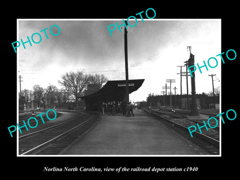 OLD LARGE HISTORIC PHOTO OF NORLINA NORTH CAROLINA, RAILROAD DEPOT STATION c1940