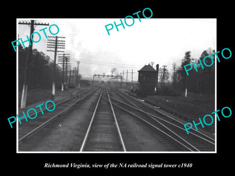 OLD LARGE HISTORIC PHOTO OF RICHMOND VIRGINIA, NA RAILROAD SIGNAL TOWER c1940