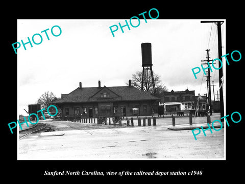 OLD LARGE HISTORIC PHOTO OF SANFORD NORTH CAROLINA, RAILROAD DEPOT STATION c1940