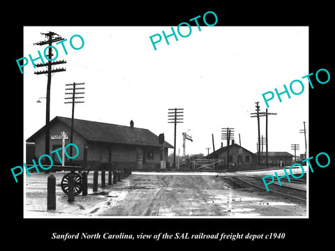 OLD LARGE HISTORIC PHOTO OF SANFORD NORTH CAROLINA, RAILROAD FREIGHT DEPOT c1940