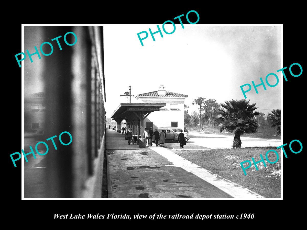 OLD LARGE HISTORIC PHOTO OF WEST LAKE WALES FLORIDA, THE RAILROAD STATION 1940 2