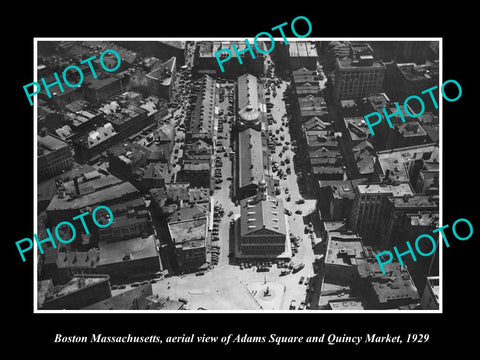 OLD LARGE HISTORIC PHOTO OF BOSTON MASSACHUSETTS, AERIAL OF QUINCY MARKET c1929