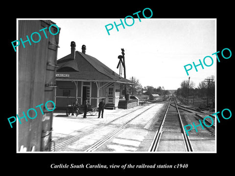 OLD LARGE HISTORIC PHOTO OF CARLISLE SOUTH CAROLINA, THE RAILROAD STATION c1940