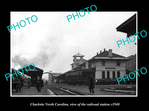 OLD LARGE HISTORIC PHOTO OF CHARLOTTE NORTH CAROLINA, RAILROAD STATION c1940 1