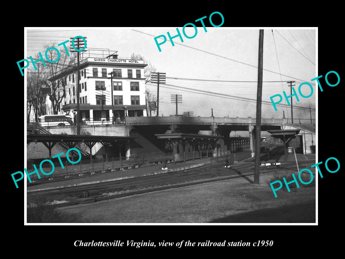 OLD LARGE HISTORIC PHOTO OF CHARLOTTESVILLE VIRGINIA, THE RAILROAD STATION c1950