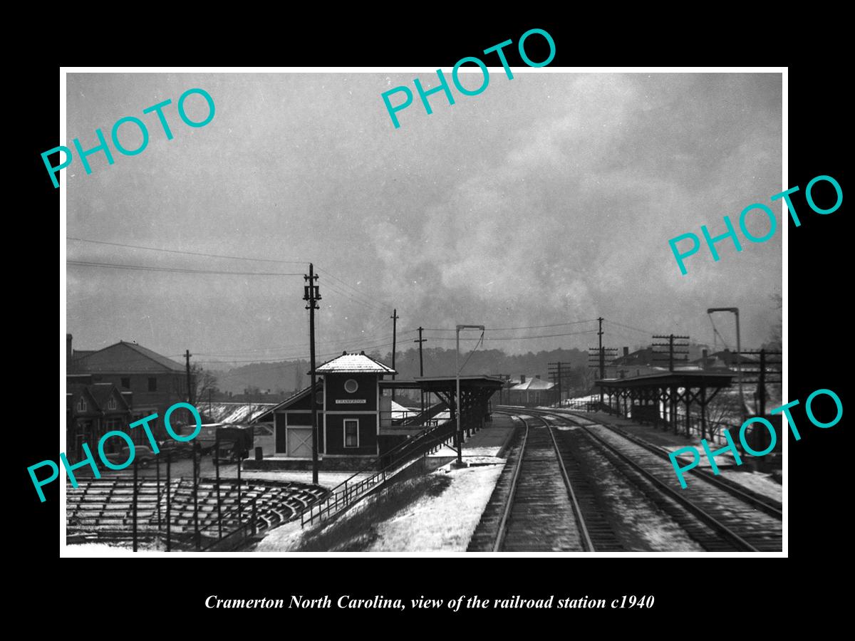 OLD LARGE HISTORIC PHOTO OF CRAMERTON NORTH CAROLINA, RAILROAD STATION c1940