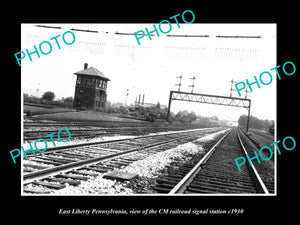 OLD LARGE HISTORIC PHOTO OF EAST LIBERTY PENNSYLVANIA THE CM RAILROAD TOWER 1930