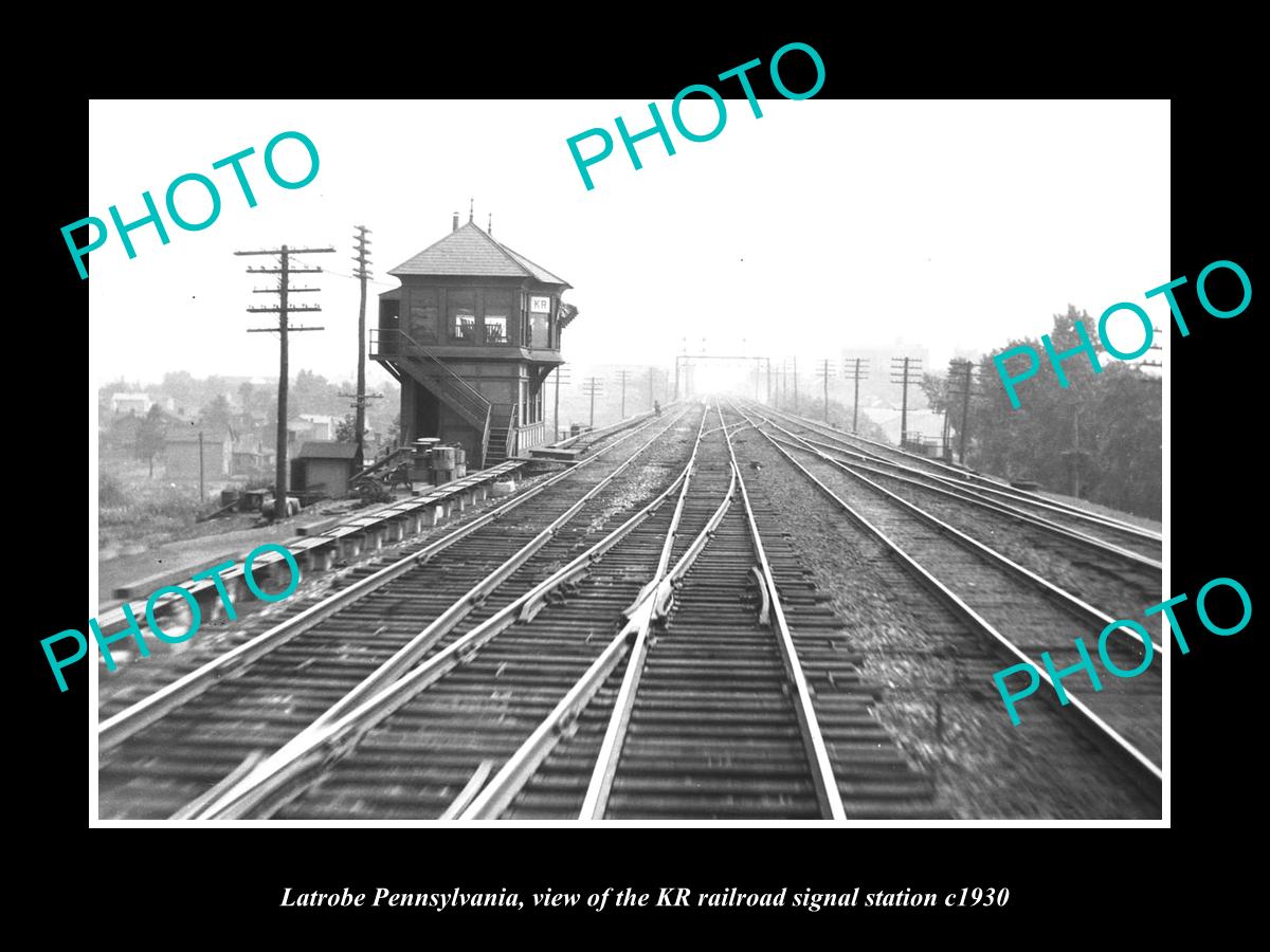 OLD LARGE HISTORIC PHOTO OF LATROBE PENNSYLVANIA, THE KR RAILROAD TOWER c1930