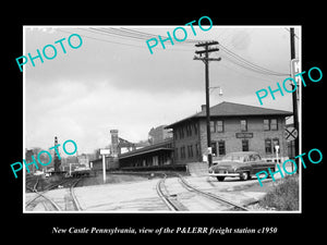 OLD LARGE HISTORIC PHOTO OF NEW CASTLE PENNSYLVANIA, RAILROAD FREIGHT DEPOT 1950