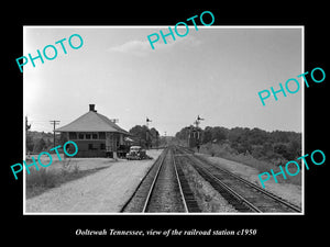 OLD LARGE HISTORIC PHOTO OF OOLTEWAH TENNESSEE, THE RAILROAD STATION c1950