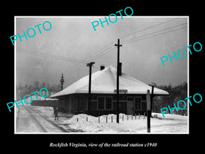 OLD LARGE HISTORIC PHOTO OF ROCKFISH VIRGINIA, THE RAILROAD DEPOT STATION c1940