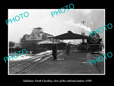 OLD LARGE HISTORIC PHOTO OF SALISBURY NORTH CAROLINA, THE RAILROAD STATION c1950